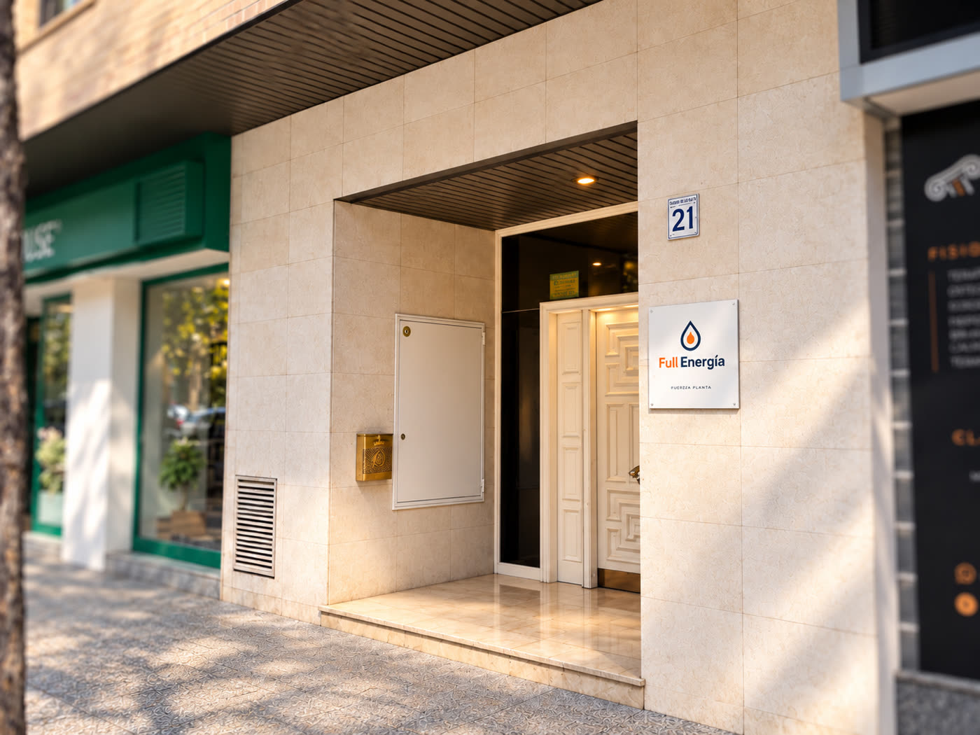 Entrada de la oficina de Full Energía en Avenida Juan Pablo II, 21, Zaragoza